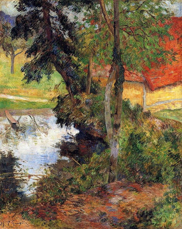 Red Roof by the Water - Paul Gauguin Painting